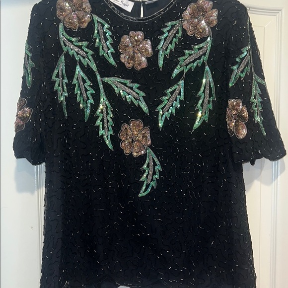 Embellished Black Floral Top - Picture 4 of 6